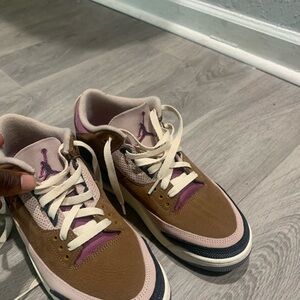 Women Jordan Brown and Pink Sneakers- “Winterized”
